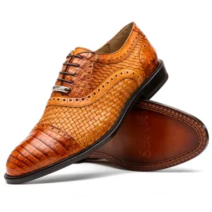 Marco Di Milano John in Brandy Crocodile & Calfskin Oxford Shoes