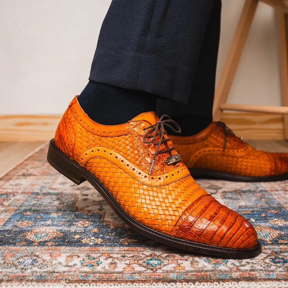Marco Di Milano John in Brandy Crocodile & Calfskin Oxford Shoes