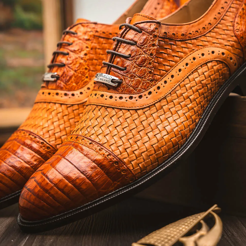 Marco Di Milano John in Brandy Crocodile & Calfskin Oxford Shoes