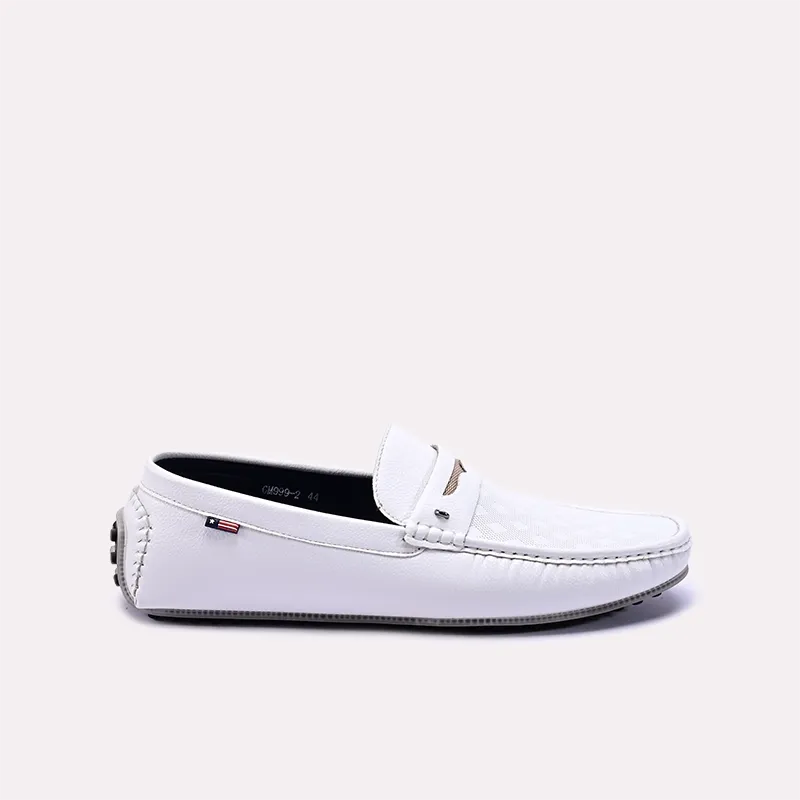 Maverick White Penny Loafers 0130746