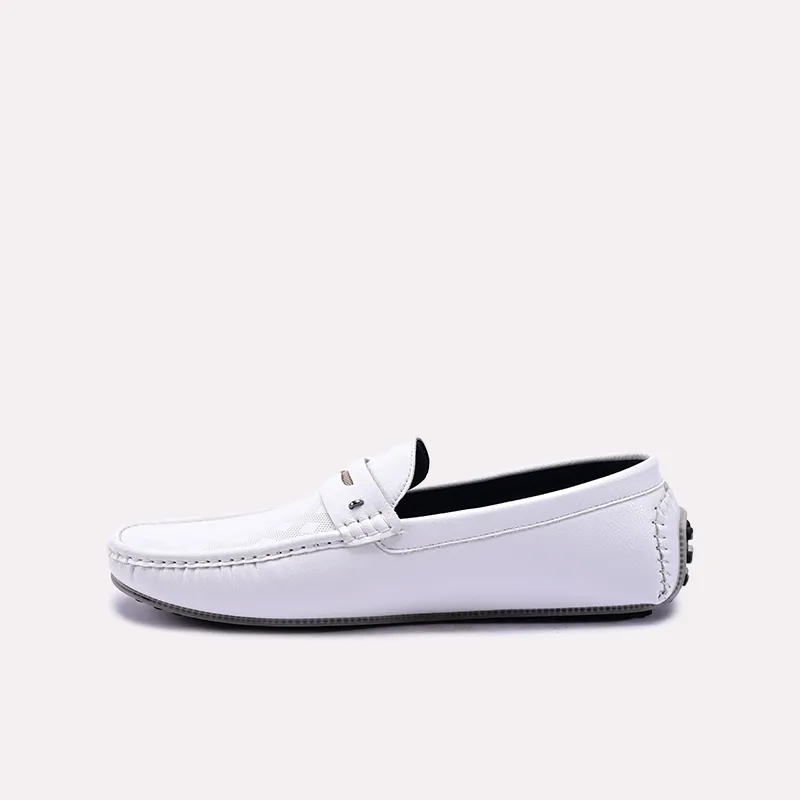 Maverick White Penny Loafers 0130746