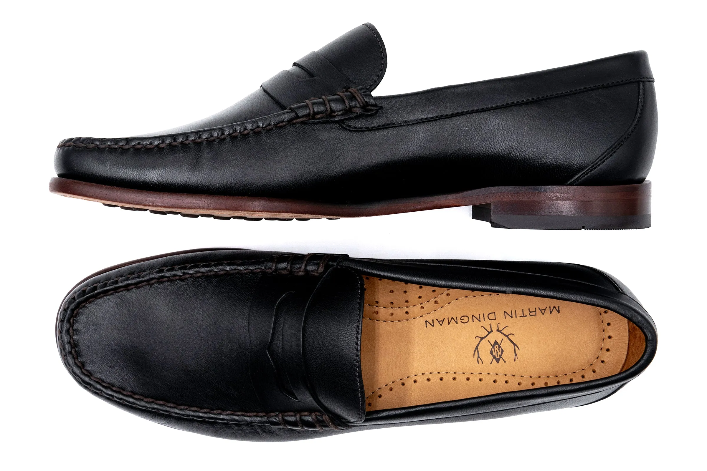 Maxwell Sheep Skin Penny Loafers - Black