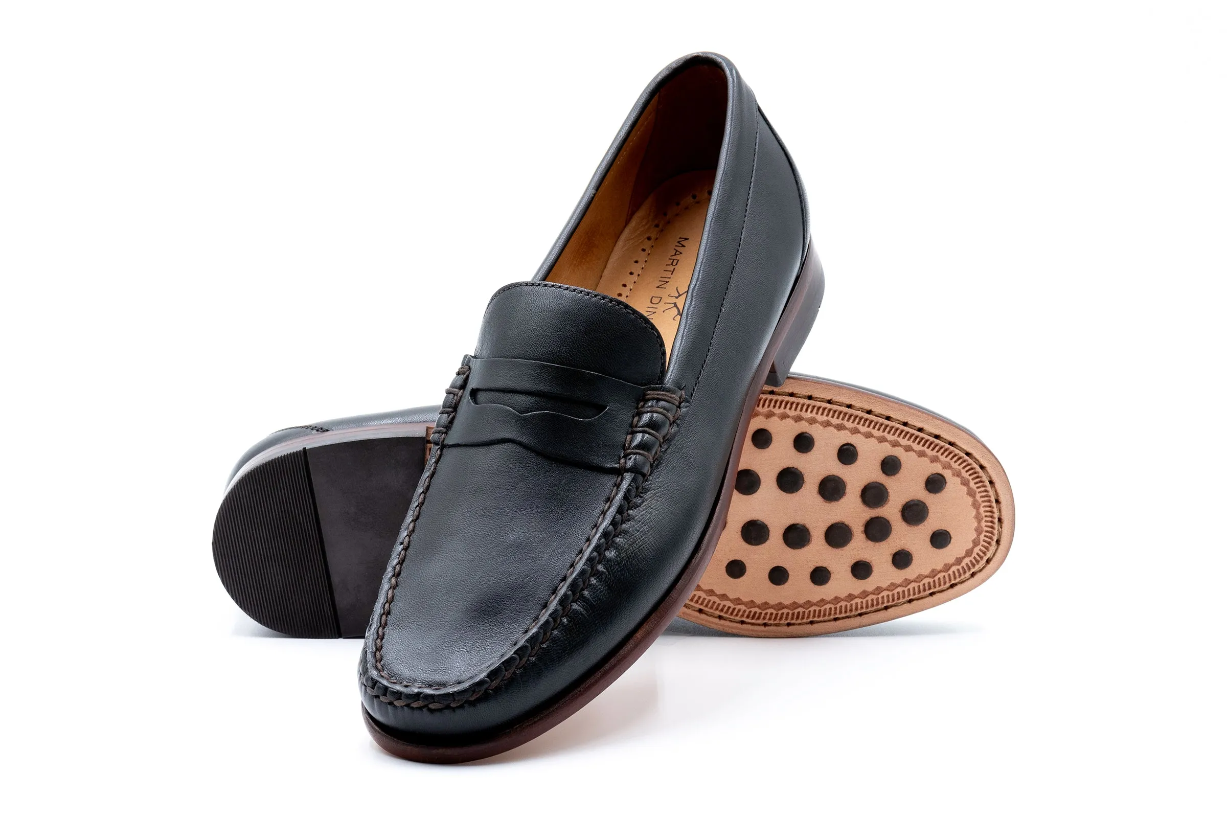 Maxwell Sheep Skin Penny Loafers - Black