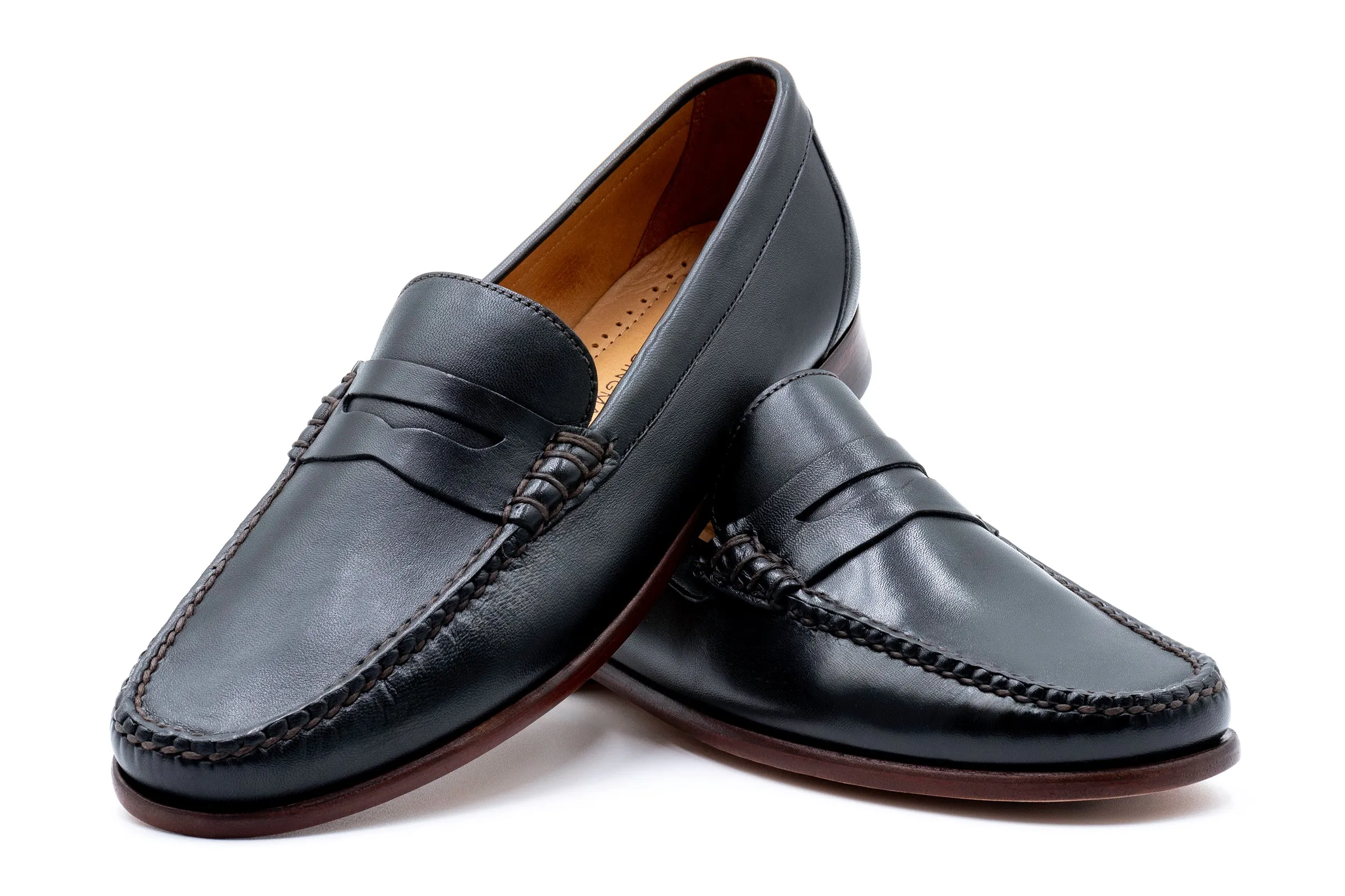 Maxwell Sheep Skin Penny Loafers - Black