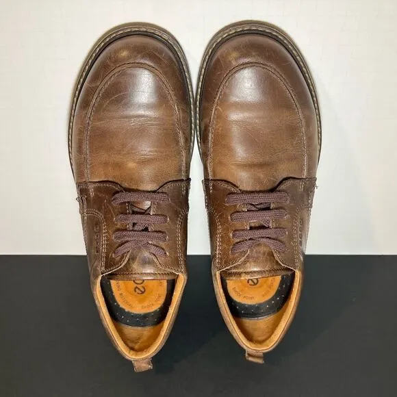 Mens ECCO Brown Leather Lace Up Oxford Shoes / Size 10-10.5 / EU 44