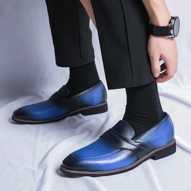 Men's Loafers Business Square Toe Slip-On Dress Shoes Handmade Shoes