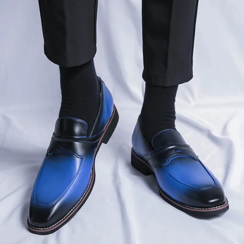 Men's Loafers Business Square Toe Slip-On Dress Shoes Handmade Shoes