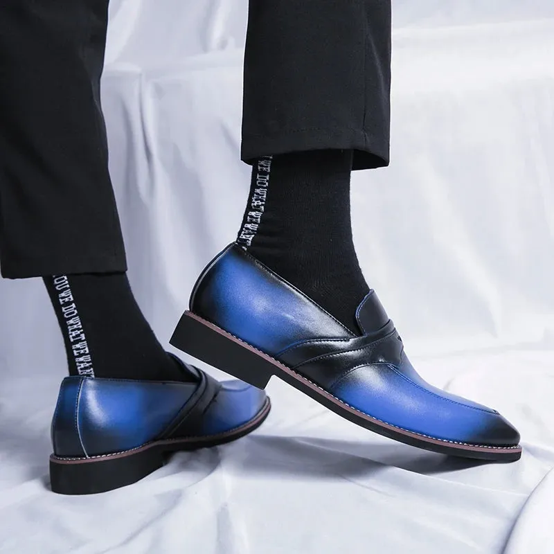 Men's Loafers Business Square Toe Slip-On Dress Shoes Handmade Shoes