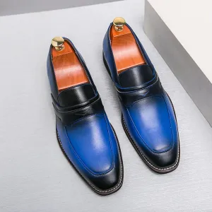 Men's Loafers Business Square Toe Slip-On Dress Shoes Handmade Shoes