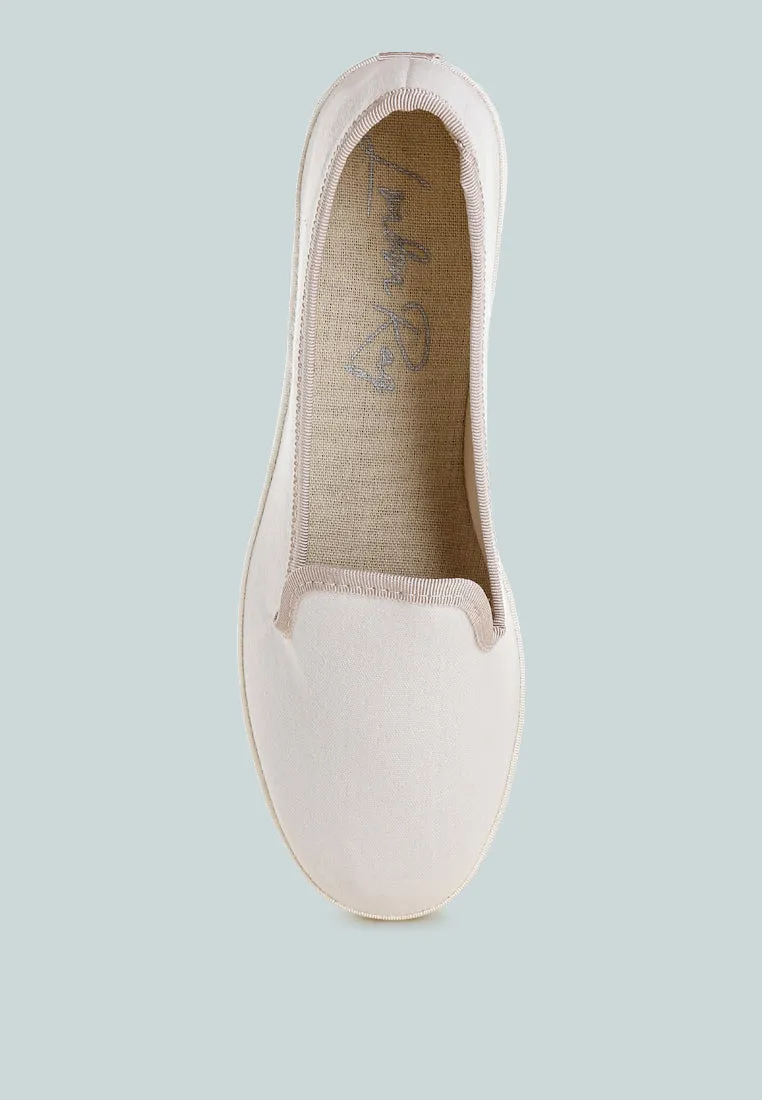 Moshka Round Toe Canvas Slip-On Loafers