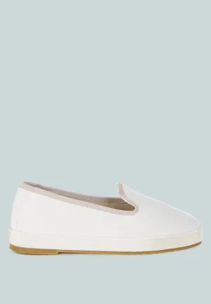 Moshka Round Toe Canvas Slip-On Loafers