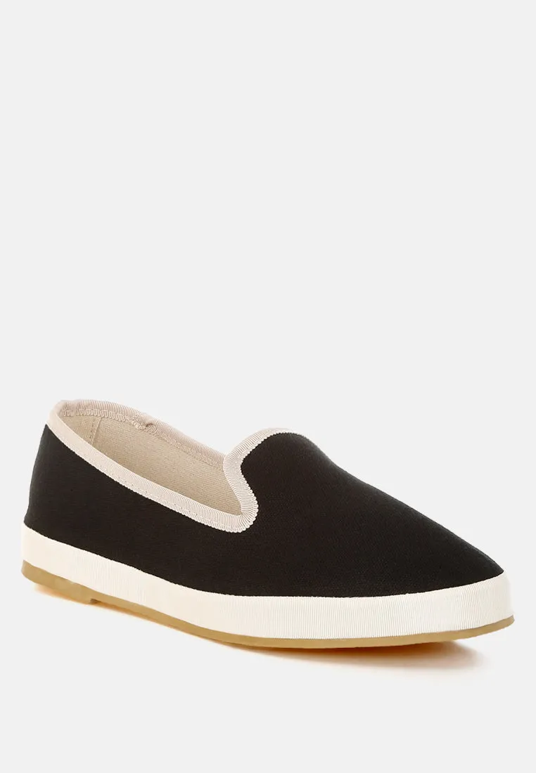 Moshka Round Toe Canvas Slip-On Loafers