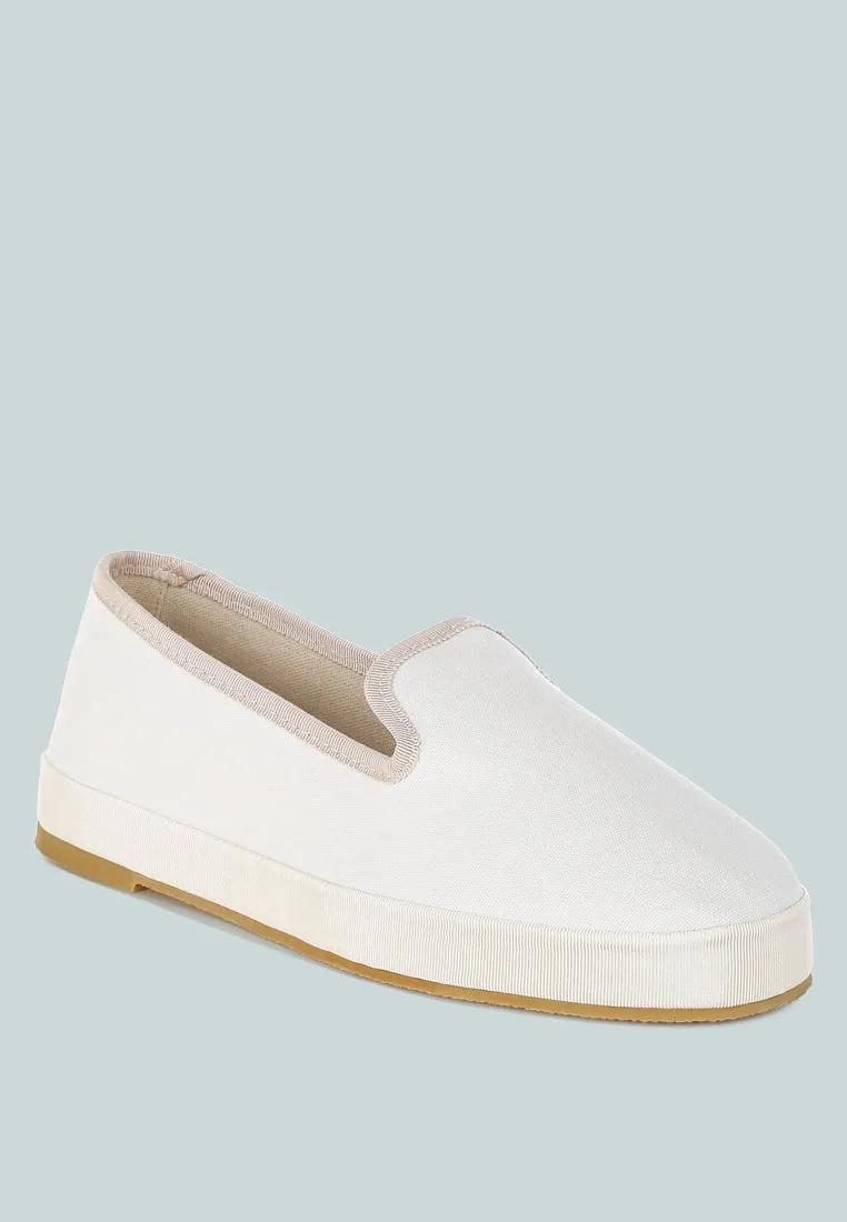 Moshka Round Toe Canvas Slip-On Loafers