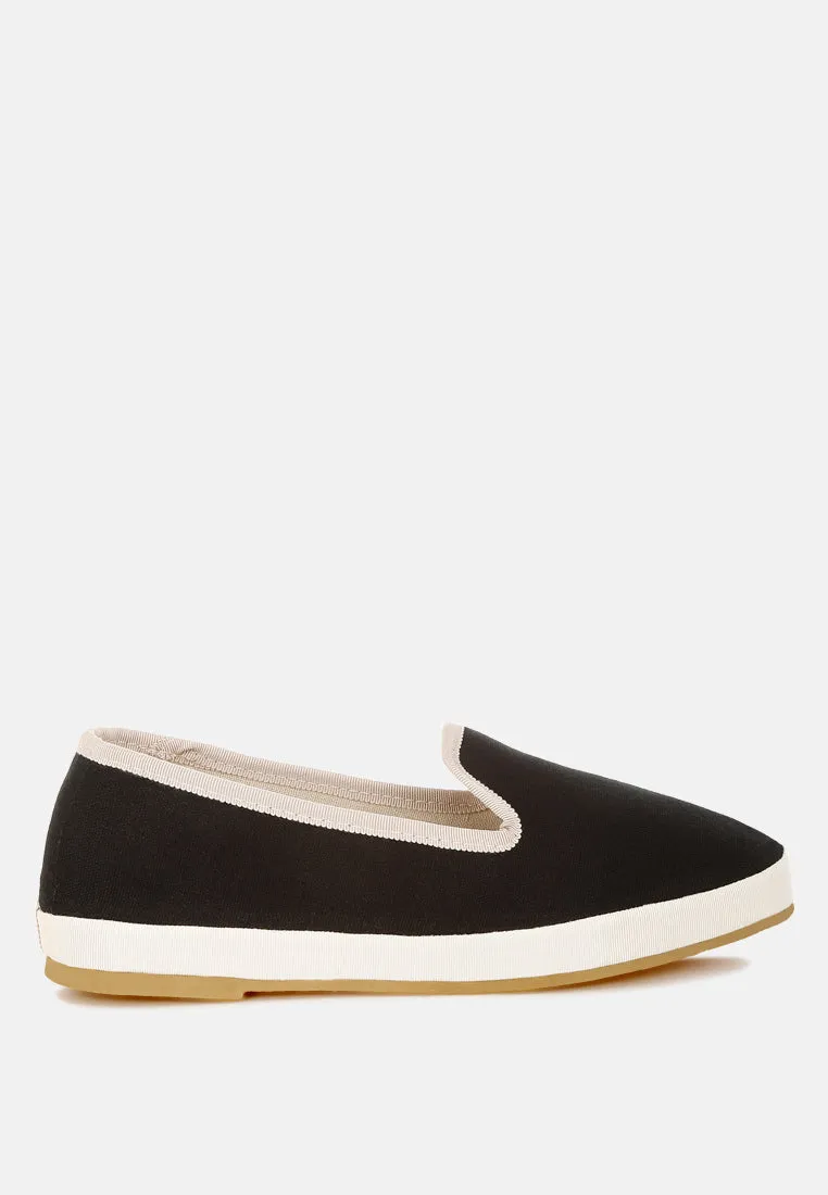 Moshka Round Toe Canvas Slip-On Loafers