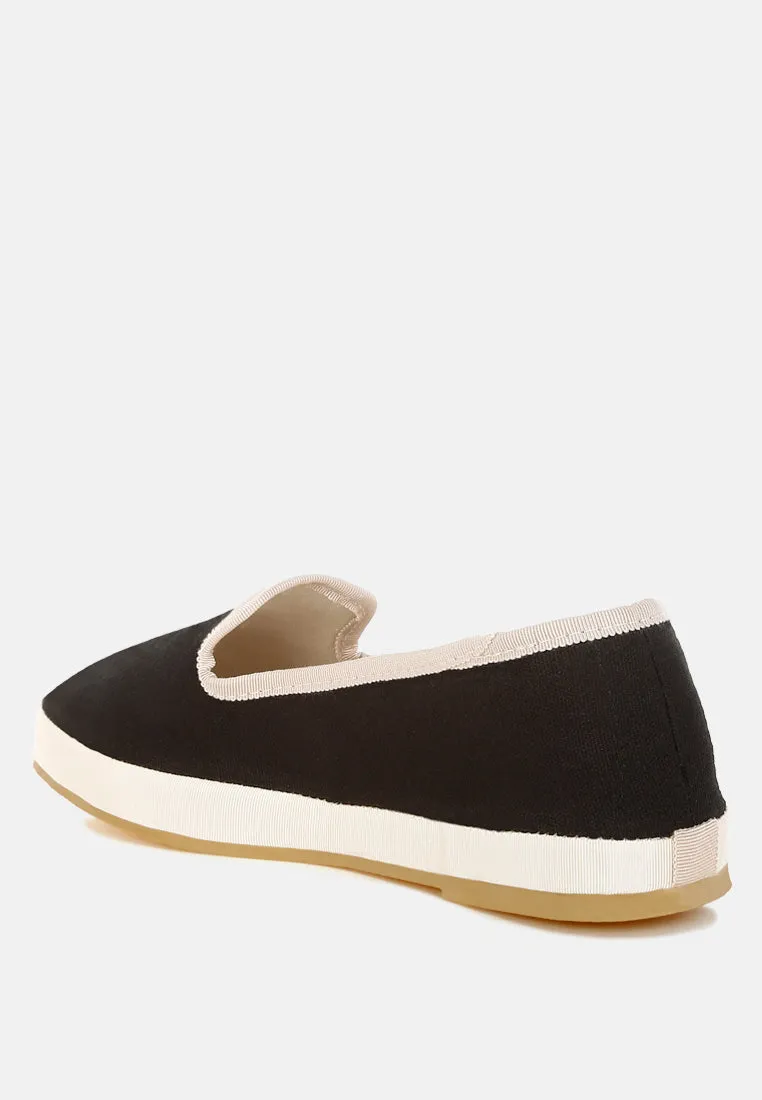 Moshka Round Toe Canvas Slip-On Loafers