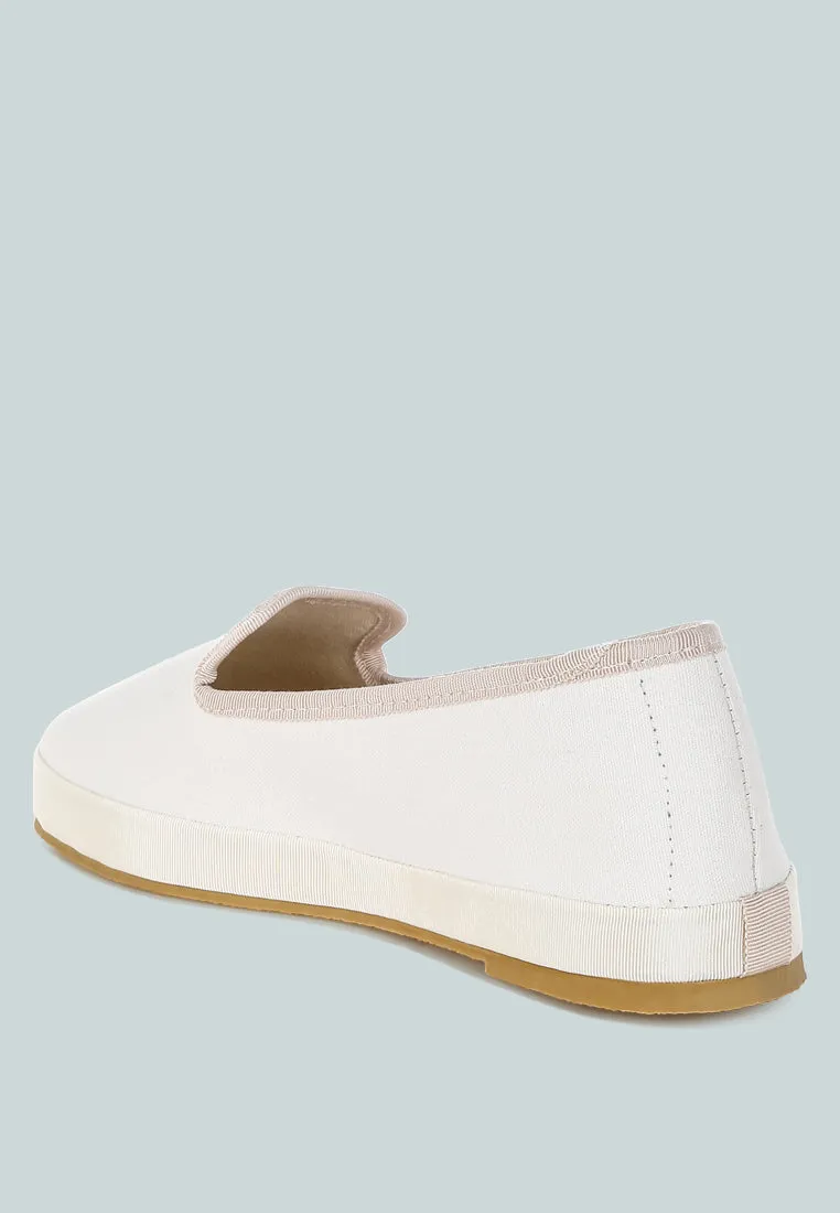 Moshka Round Toe Canvas Slip-On Loafers