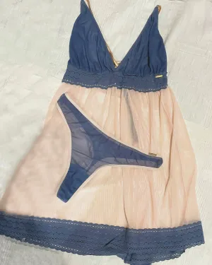 Narmda Mesh Nighty with Mesh Thong Set