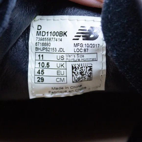New Balance 1100 Oxford Black Suede Leather Shoes MD1100BK Men's Size 11 D