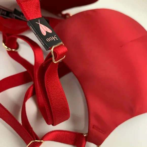 NEW Victorias Secret Bra Panty Set 34DD Large Red