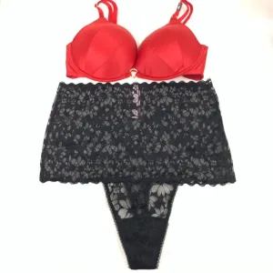 NEW Victorias Secret Bra Panty Set 34DD Large Red