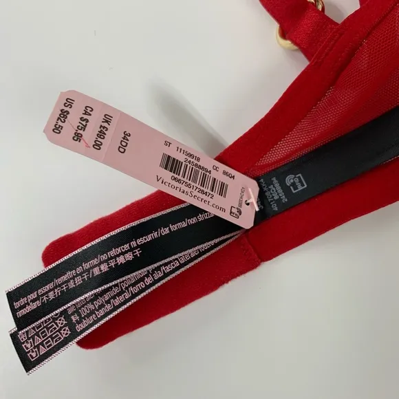NEW Victorias Secret Bra Panty Set 34DD Large Red