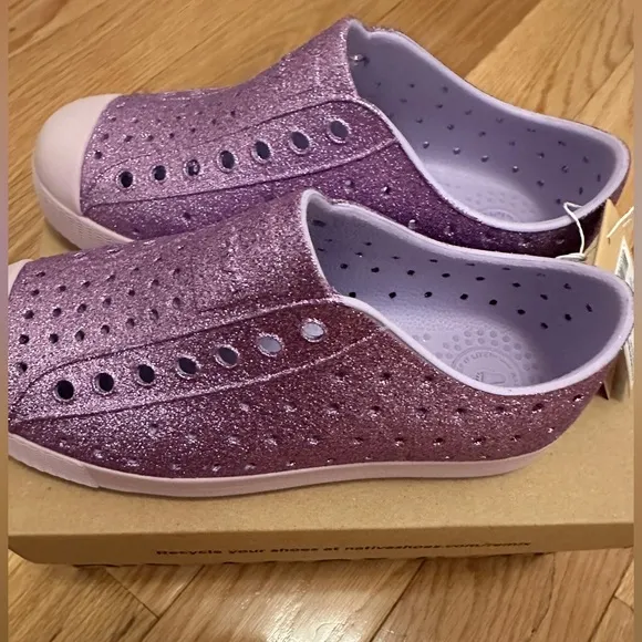 NIB Native purple glitter shoes 13