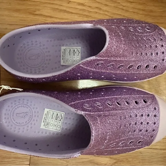 NIB Native purple glitter shoes 13