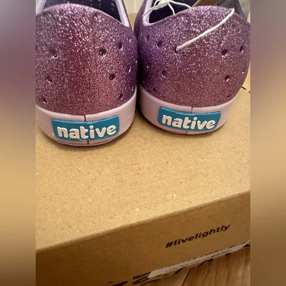 NIB Native purple glitter shoes 13