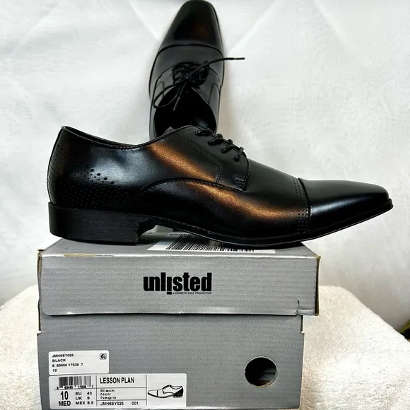 NIB Unlisted Men’s Black Lace Up Oxford Dress Shoes / Sz 10