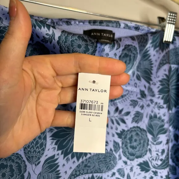 NWT Ann Taylor Floral Bias Midi Slip Skirt Underwater Teal