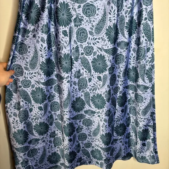 NWT Ann Taylor Floral Bias Midi Slip Skirt Underwater Teal