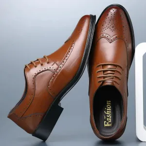 Oxford Shoes Genuine Calfskin Leather Brogue Dress Shoes Classic Business Formal Shoes Man Handcrafted Mens