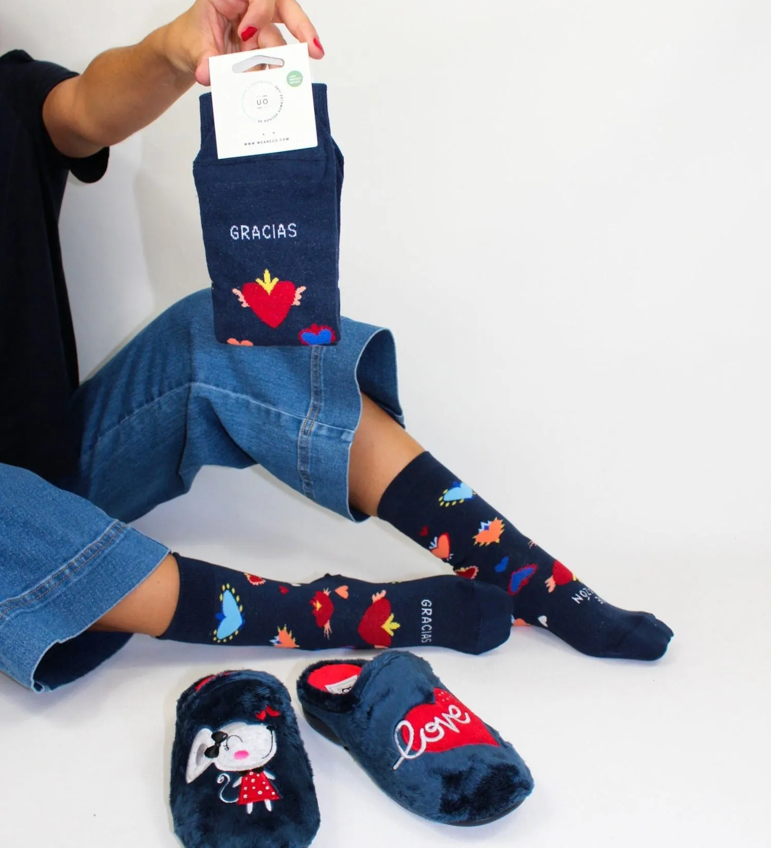 Pack Calcetín "Amor perruno"   Zapatillas Perrito Azul