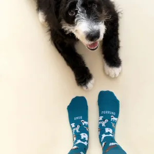 Pack Calcetín "Amor perruno"   Zapatillas Perrito Azul