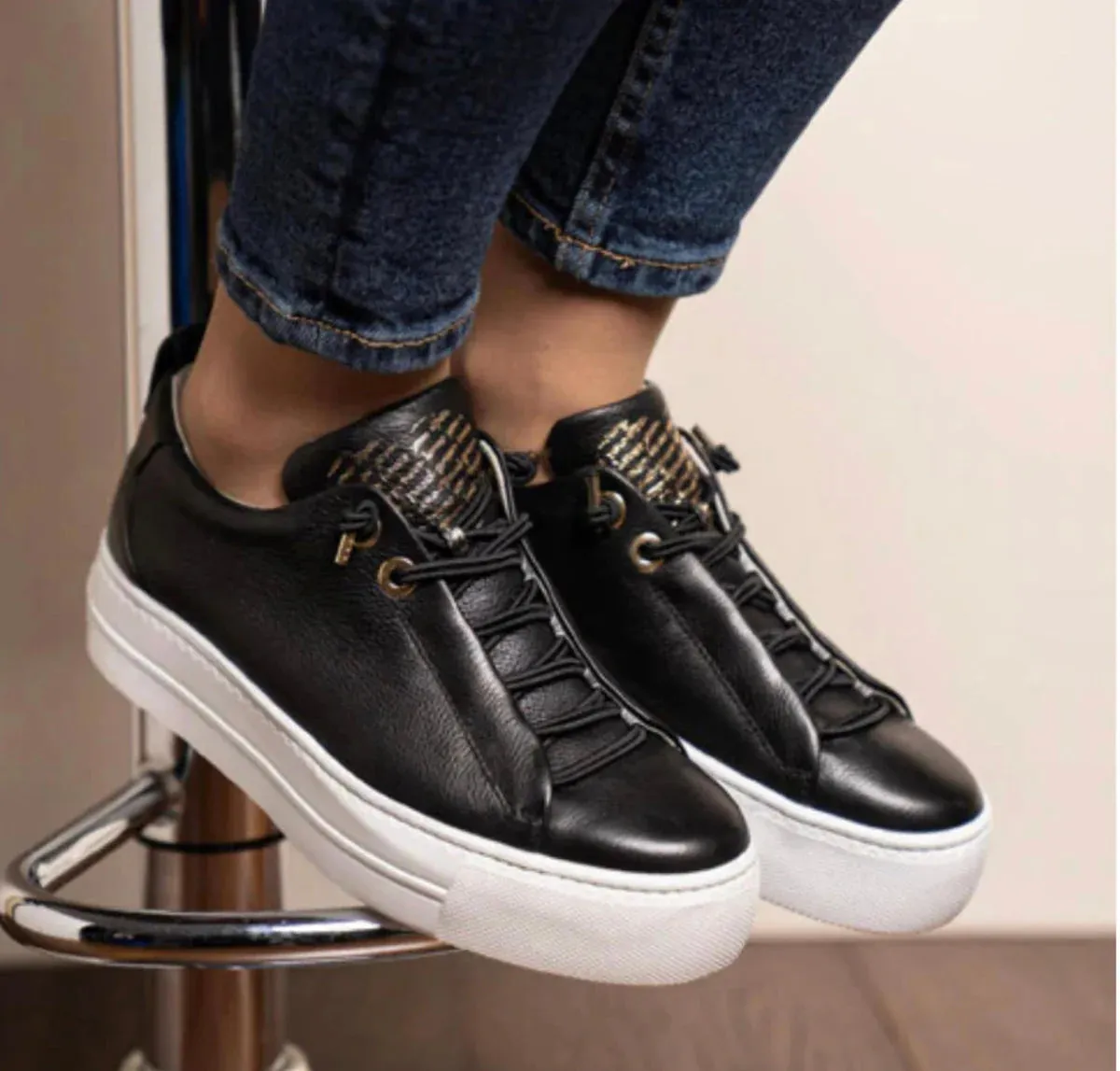 Paul Green - 5017 Black Elastic Slip On Trainer
