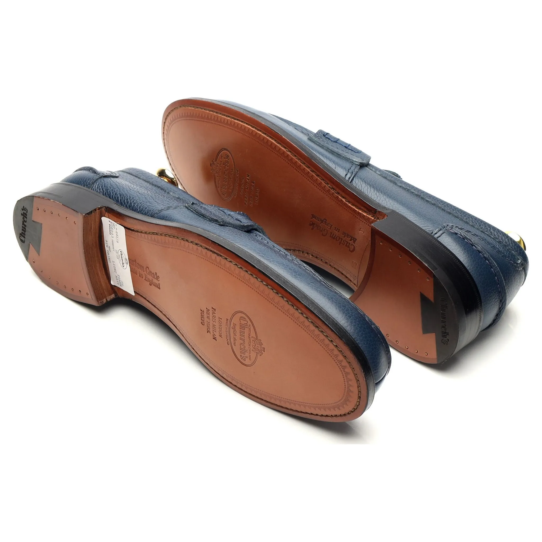 'Pembrey' Blue Grain Leather Loafers UK 8.5 F