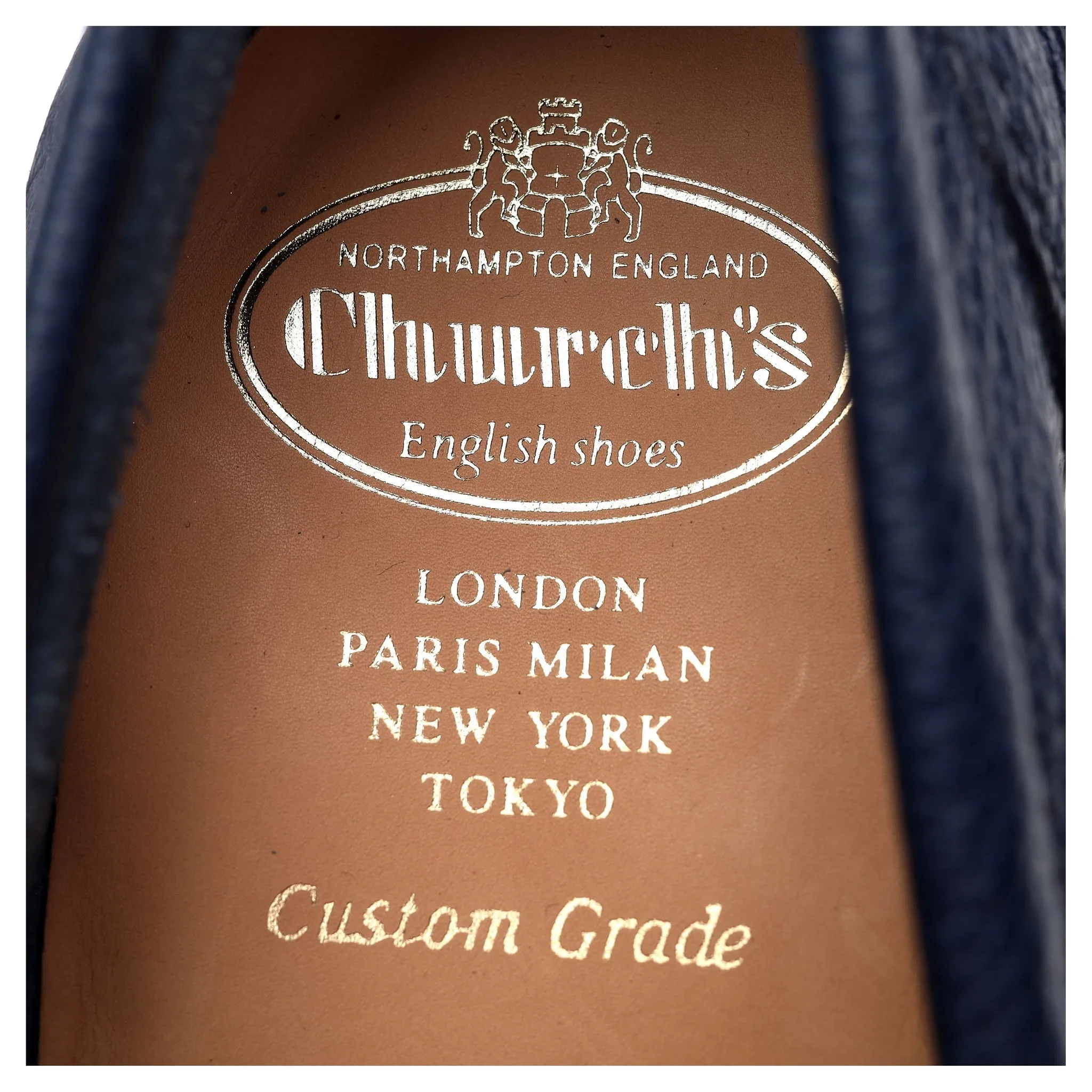 'Pembrey' Blue Grain Leather Loafers UK 8.5 F