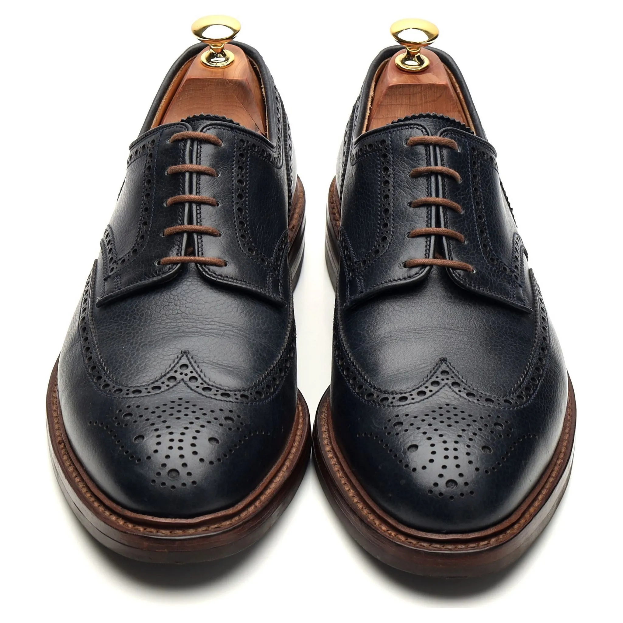 'Pembroke' Navy Blue Grain Leather Derby Brogue UK 9 E