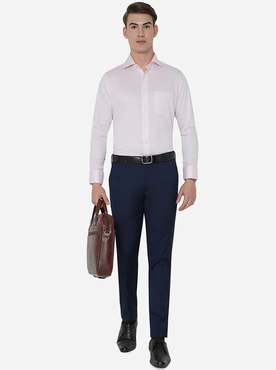 Pink & White Checked Slim Fit Formal Shirt | Metal