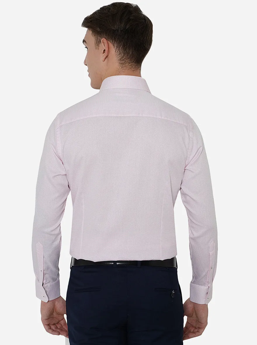 Pink & White Checked Slim Fit Formal Shirt | Metal