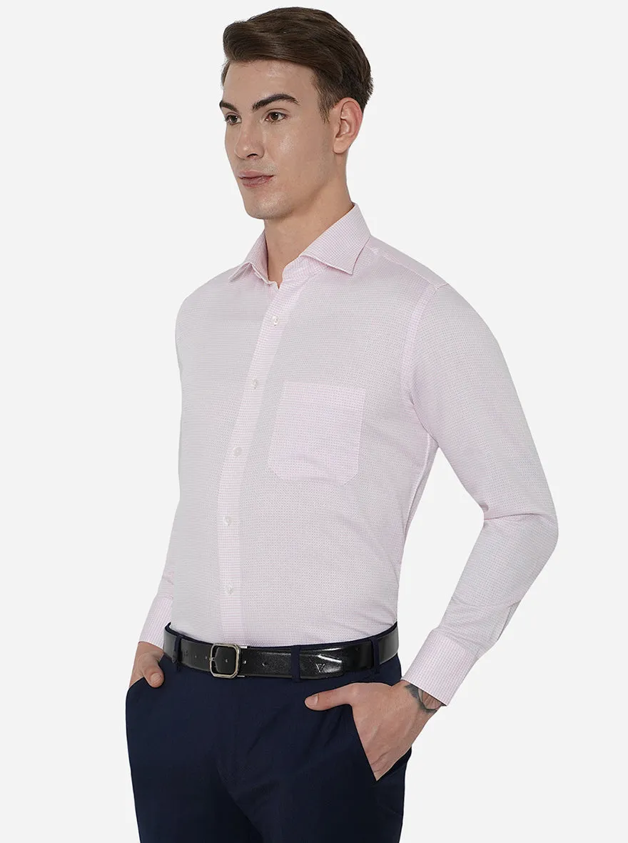 Pink & White Checked Slim Fit Formal Shirt | Metal