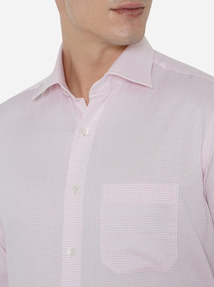 Pink & White Checked Slim Fit Formal Shirt | Metal