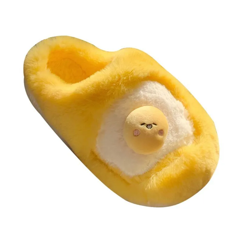 Poached Egg Plush Indoor Slippers: Warm, Soft, Thick Soled