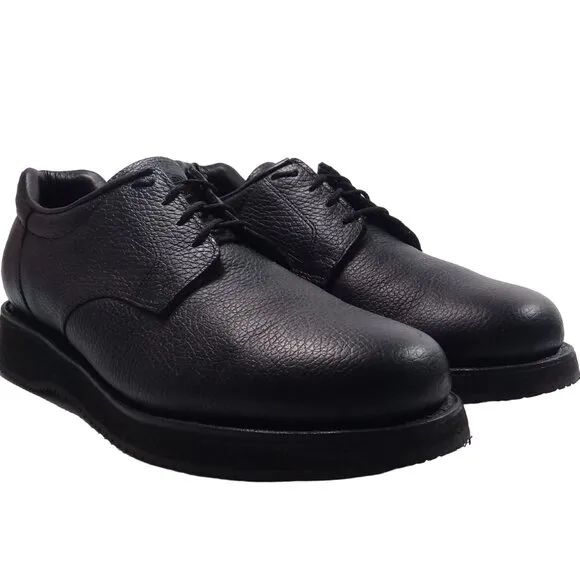 P.W Minor Men's Leisure Time Black Pebble Leather Oxford Shoes Made in USA 11N
