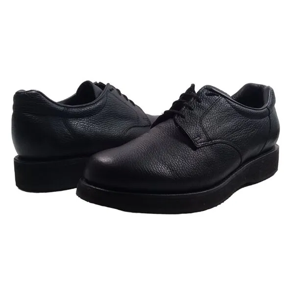 P.W Minor Men's Leisure Time Black Pebble Leather Oxford Shoes Made in USA 11N