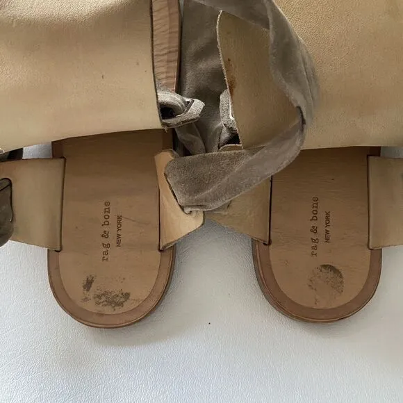 Rag &amp; Bone Women’s 36.5 Or 6.5 Mara Gray Taupe Suede Gladiator Sandal