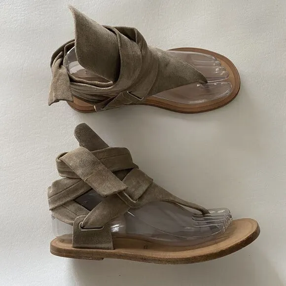 Rag &amp; Bone Women’s 36.5 Or 6.5 Mara Gray Taupe Suede Gladiator Sandal