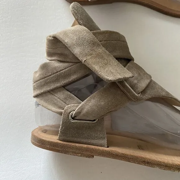 Rag &amp; Bone Women’s 36.5 Or 6.5 Mara Gray Taupe Suede Gladiator Sandal