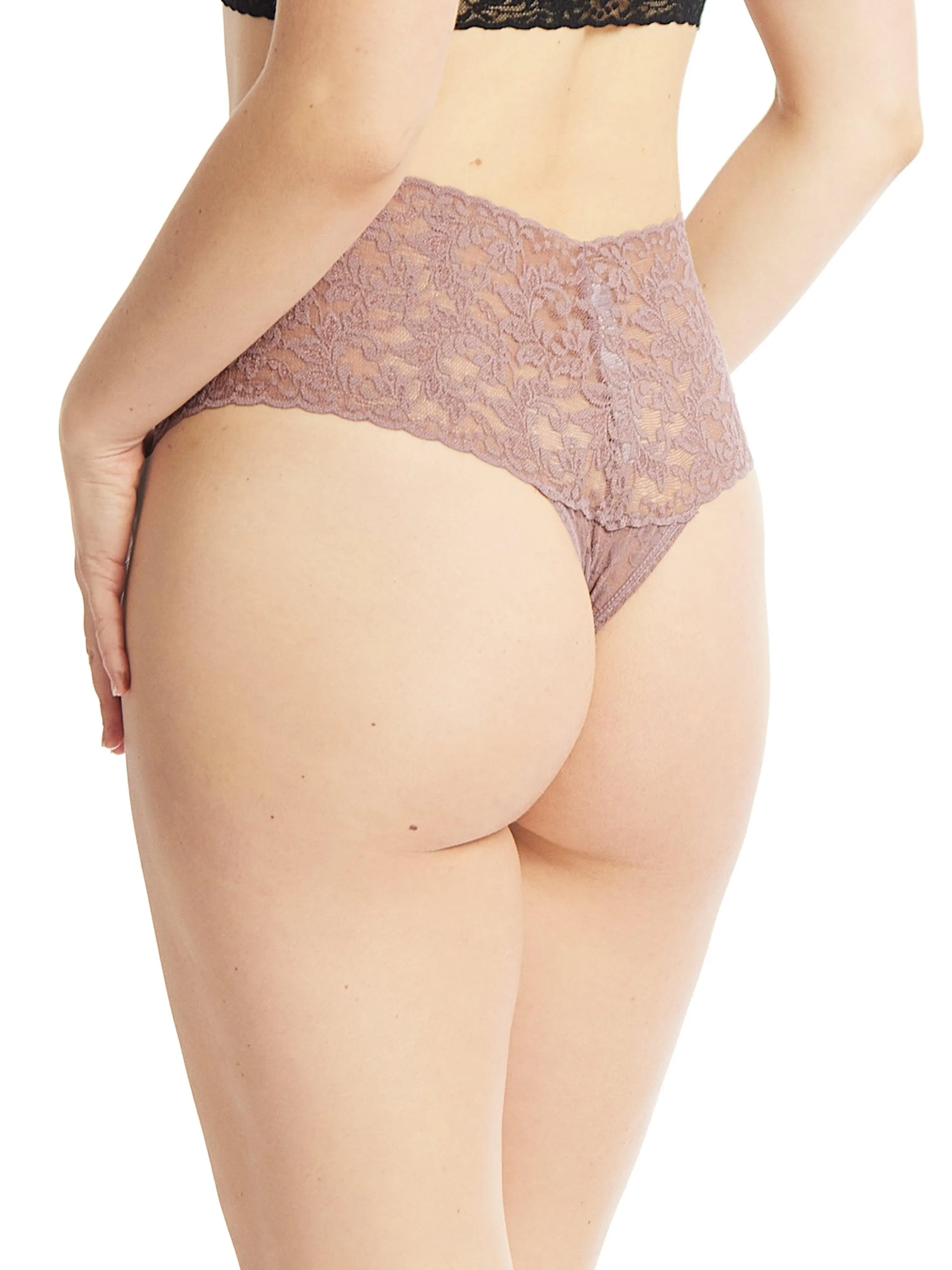 Retro Lace Thong Artichoke Heart Purple