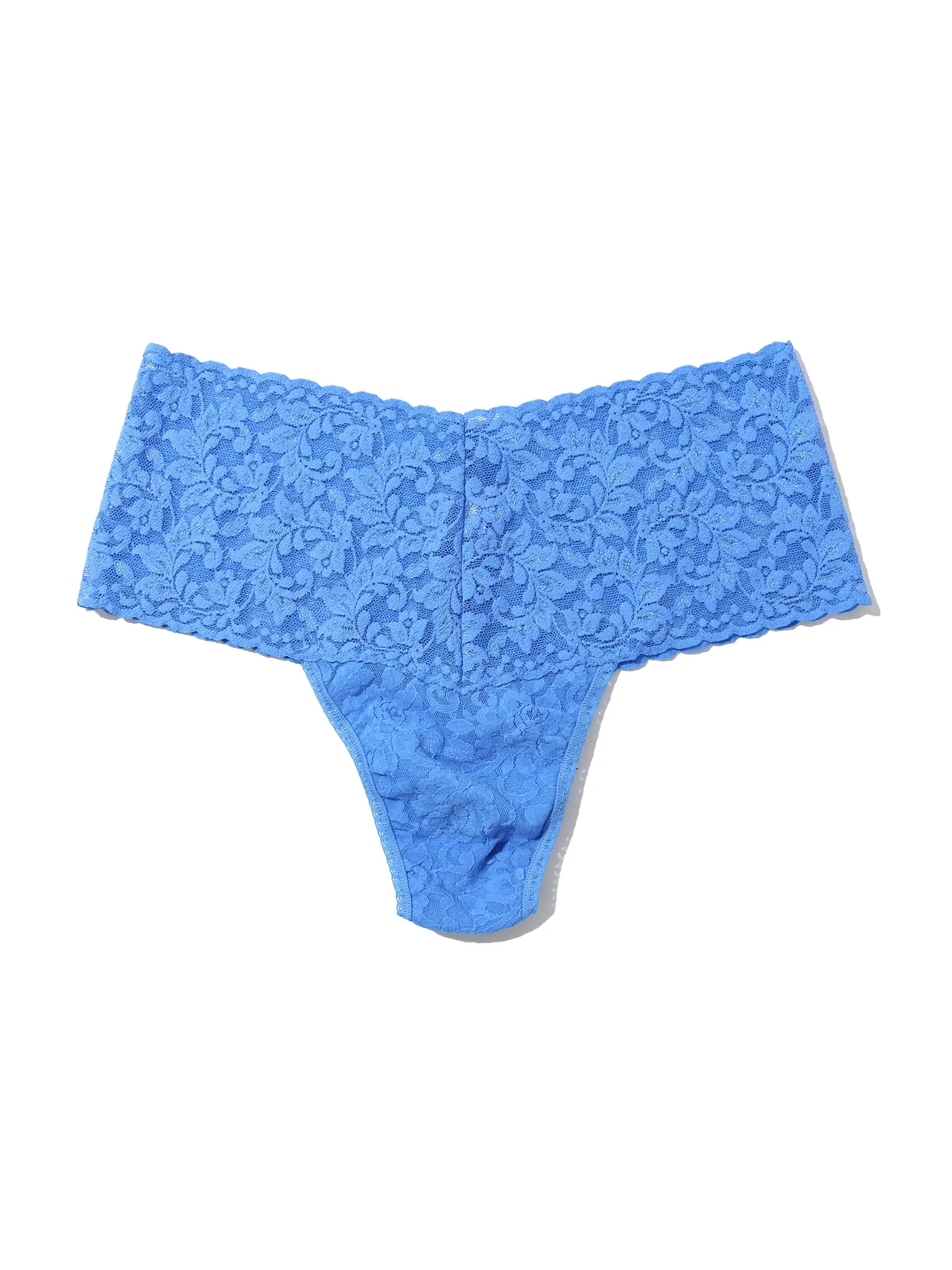 Retro Lace Thong Take The Plunge Blue